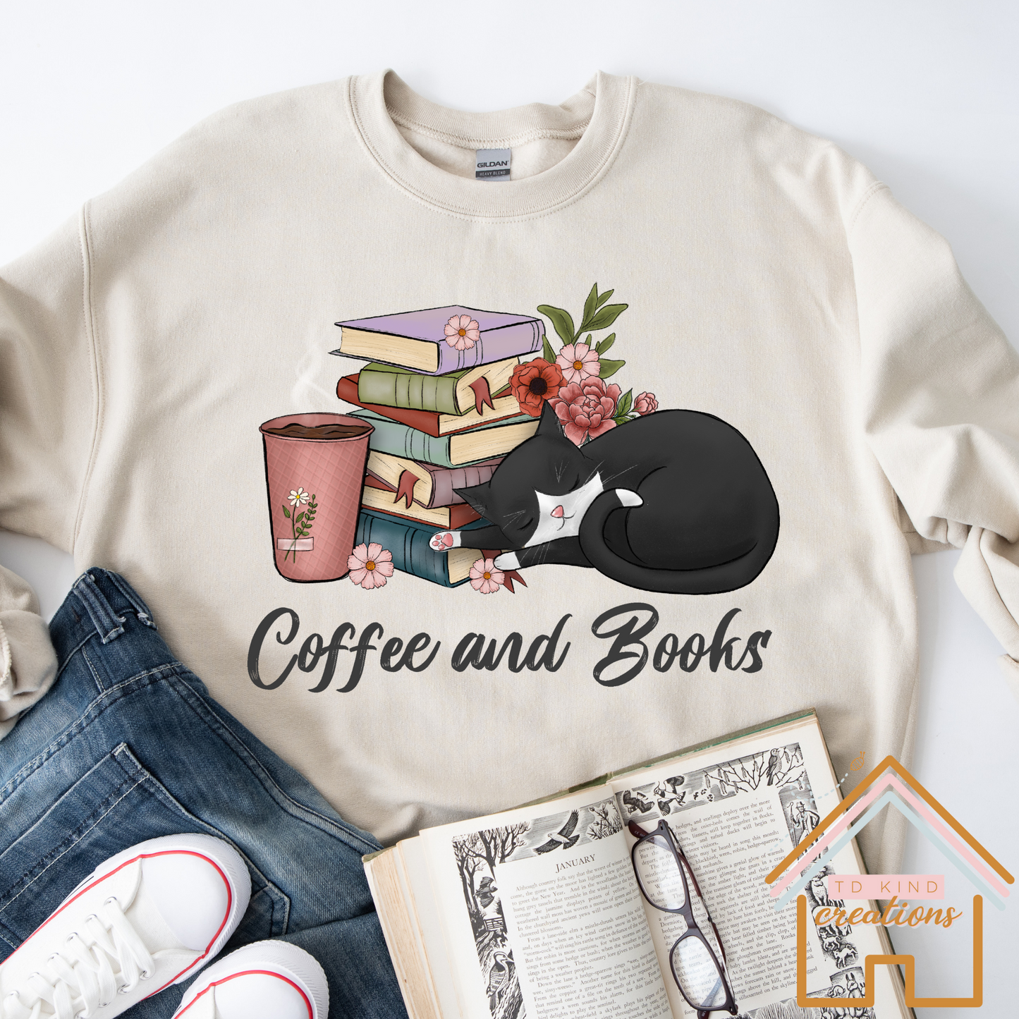 B3 - Coffee and Books Cat- HTV PRINT ONLY